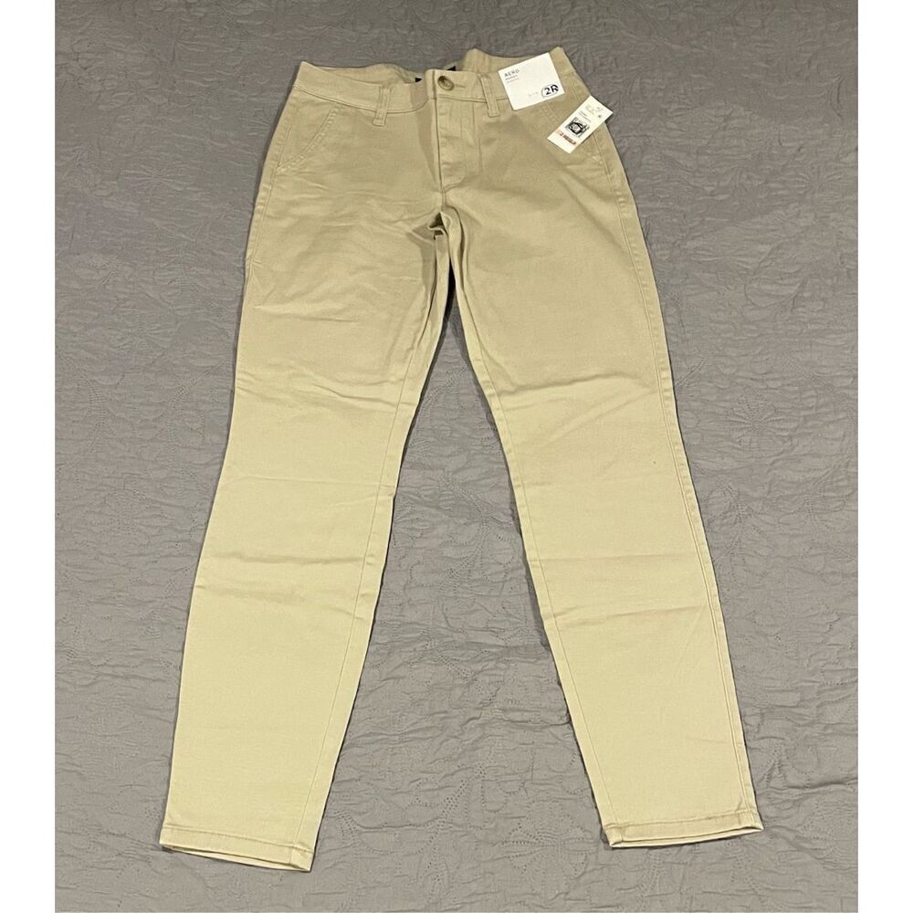 Aeropostale Khaki Uniform Skinny Stretch Work Pants Tan 2 New